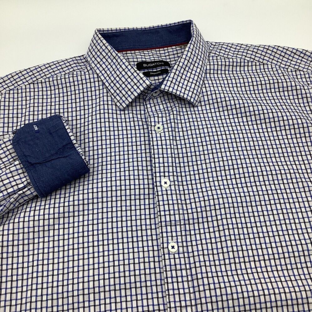 Bugatchi‎ Mens Shaped Fit Long Sleeve Button Up Shirt Size XXL